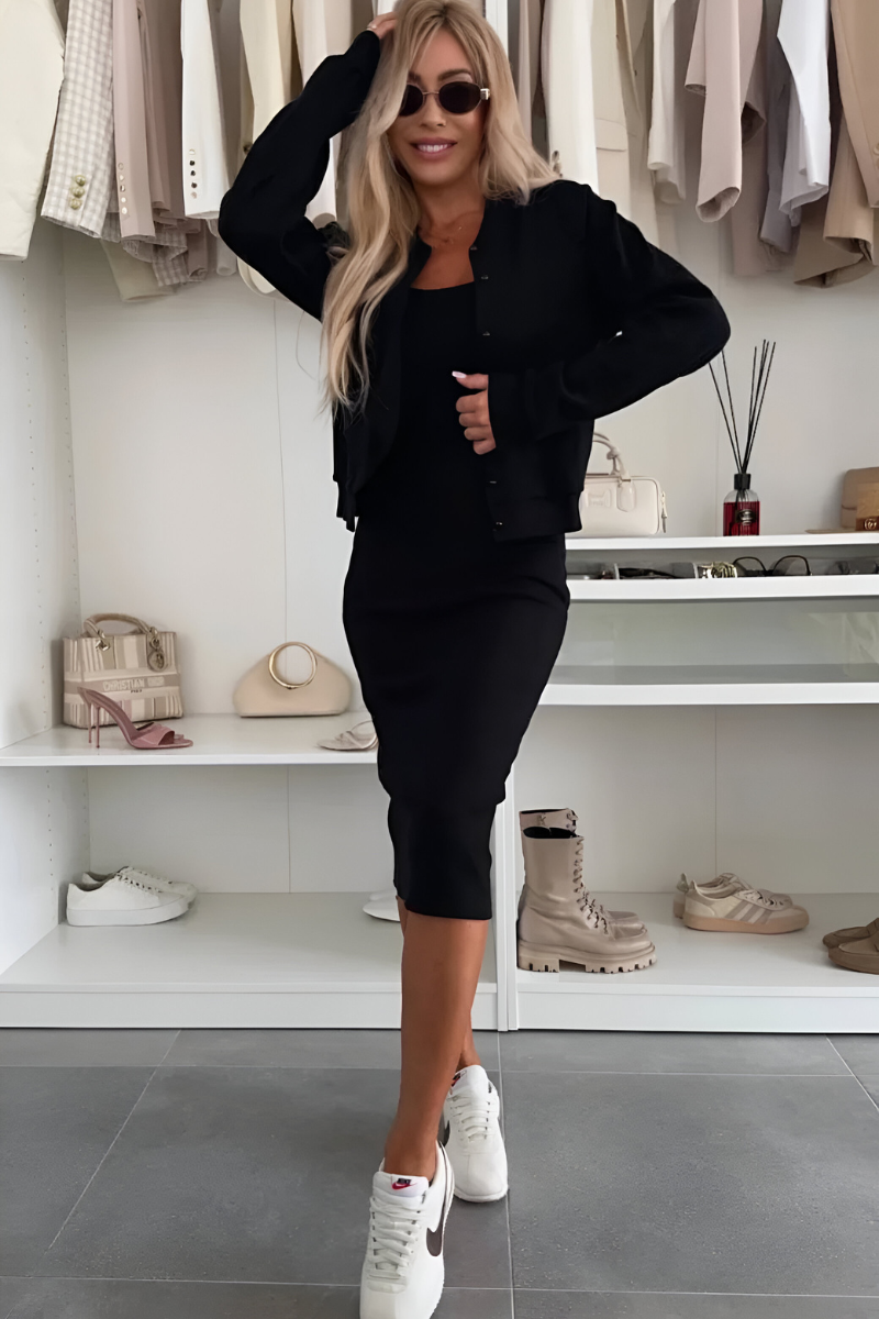 SOLÉ - Ribstrikket bodycon kjole uden ærmer
